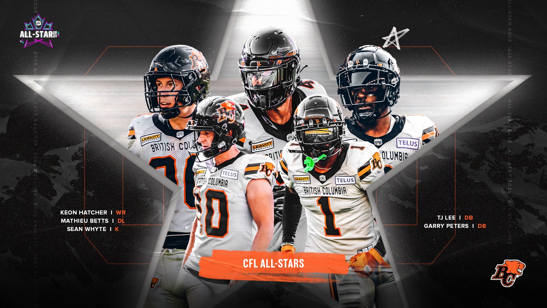 A Solid Quintet: Hatcher, Betts, Peters, Lee, & Whyte Named CFL All-Stars