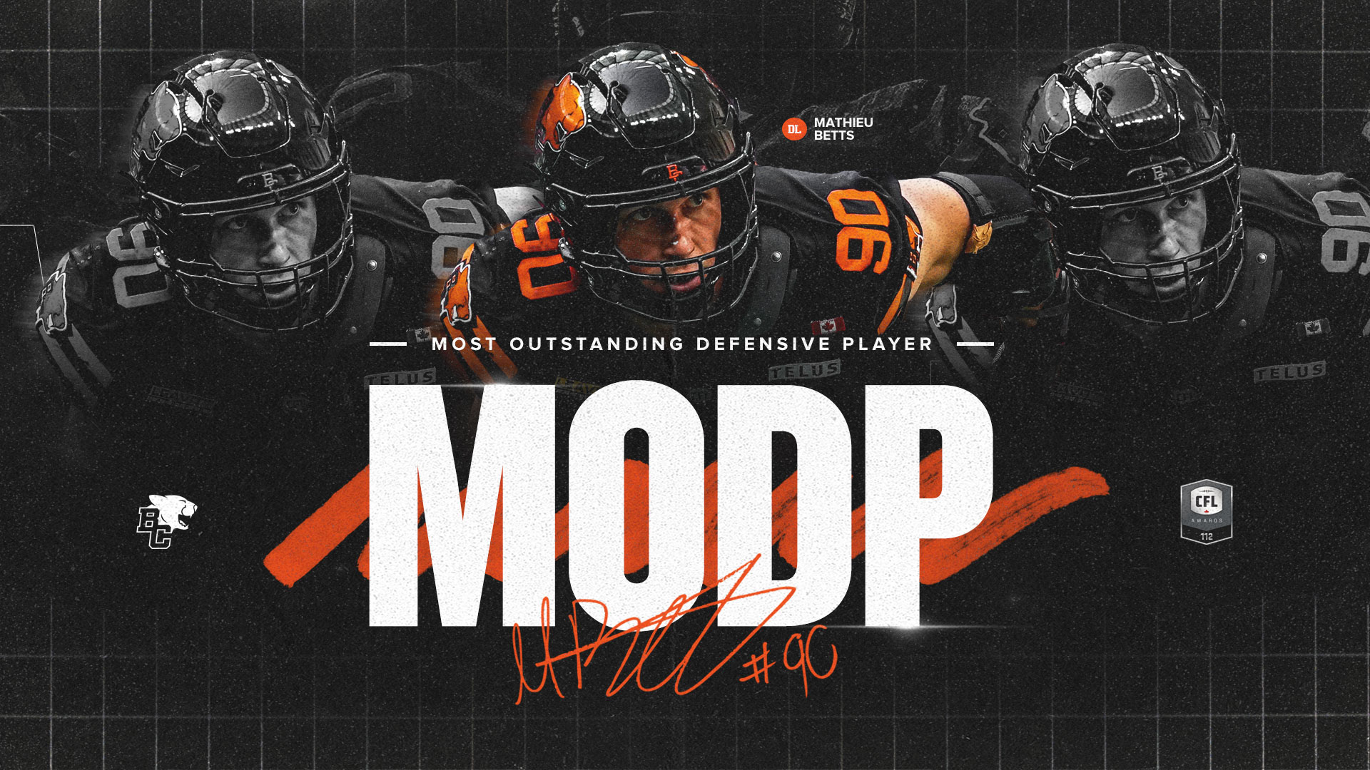 Mathieu Betts Wins CFL Most Outstanding Defensive Player
