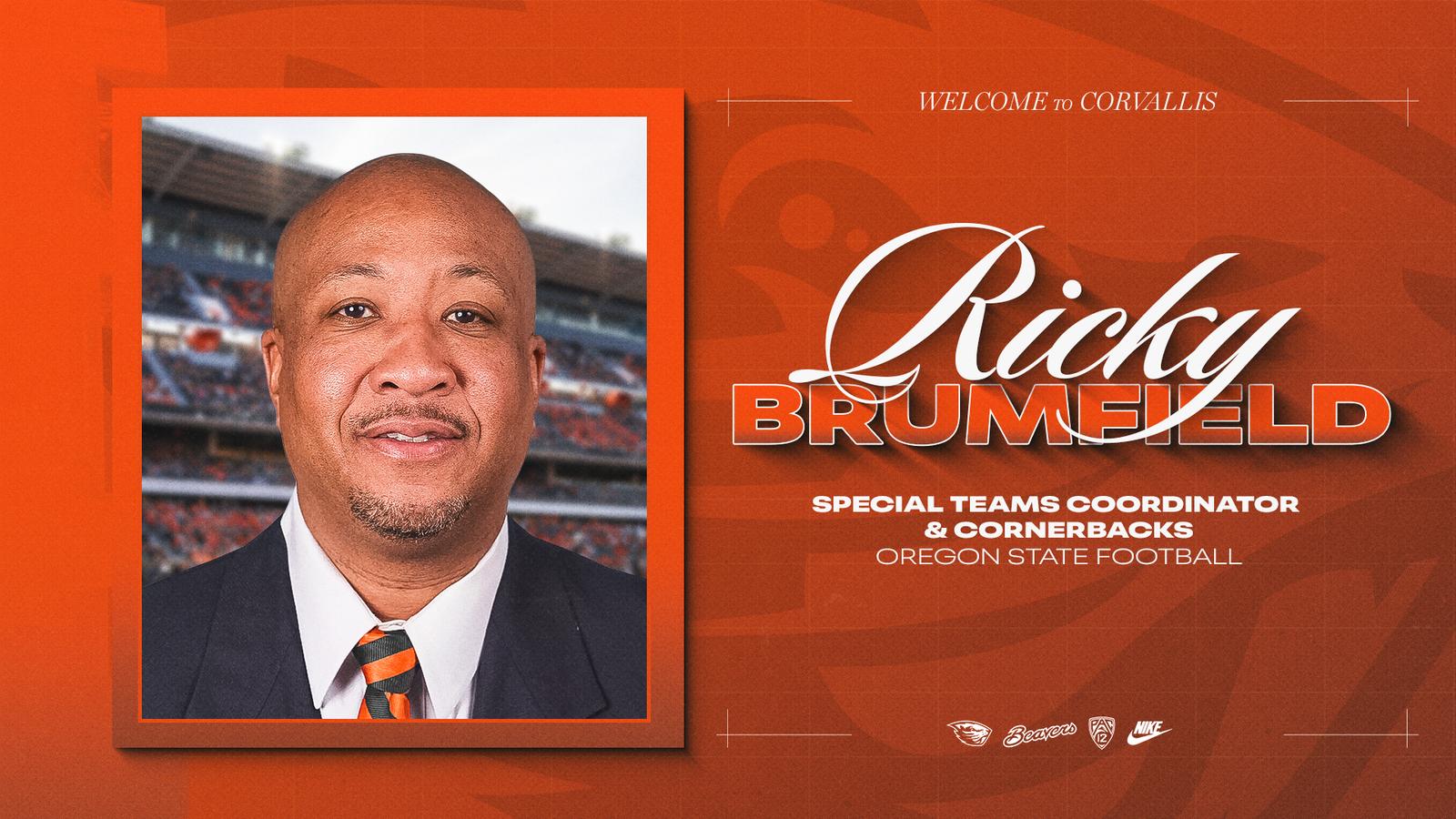 Ricky Brumfield Named Special Teams Coordinator/Cornerbacks Coach – Oregon State University Athletics