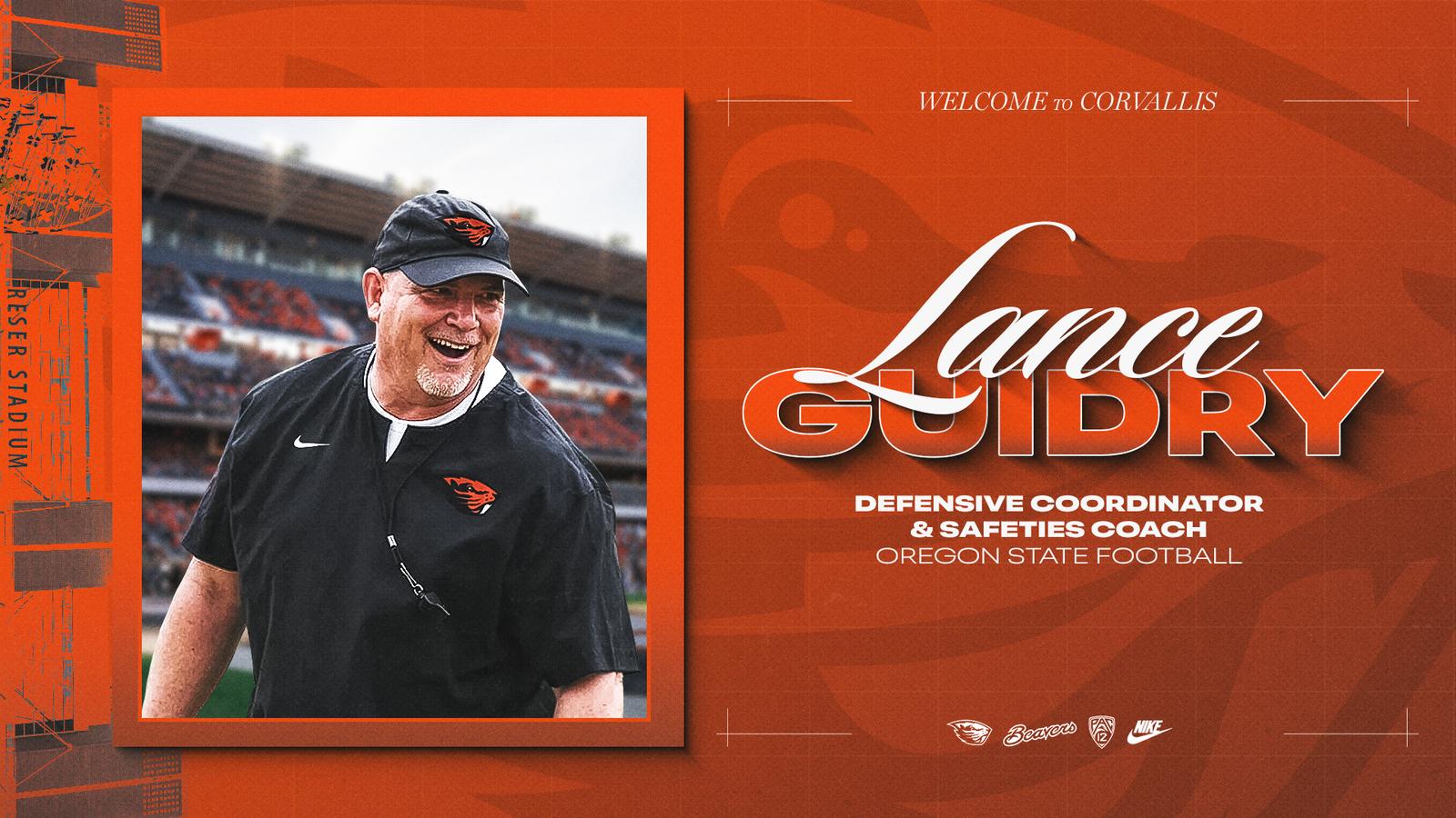 Lance Guidry Named Defensive Coordinator/Safeties Coach – Oregon State University Athletics